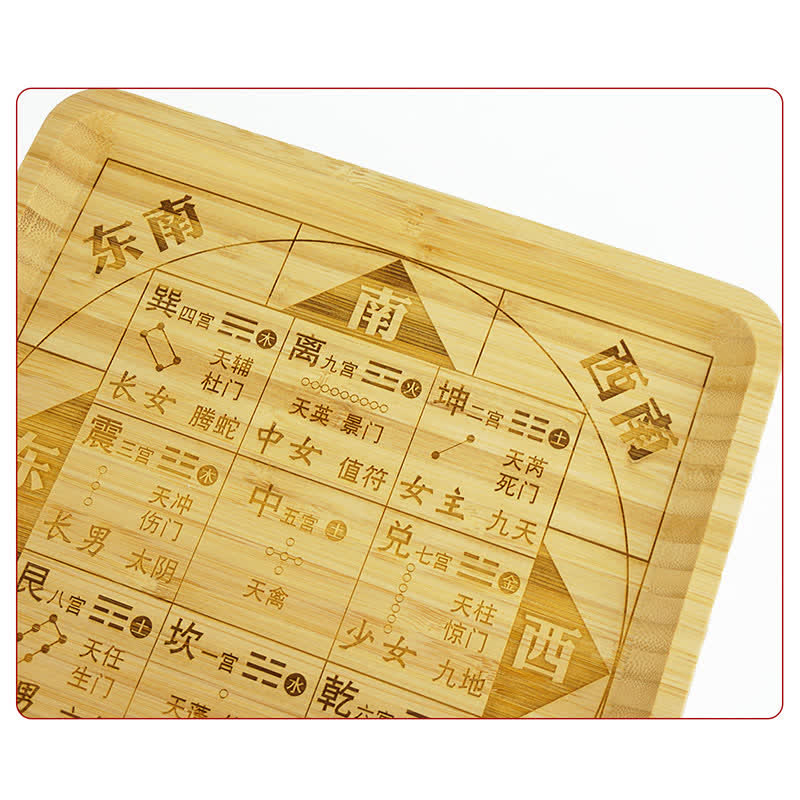 Feng Shui Bamboo Bagua Map – 8-palace 64 hexagram grid, bamboo I Ching board, feng shui