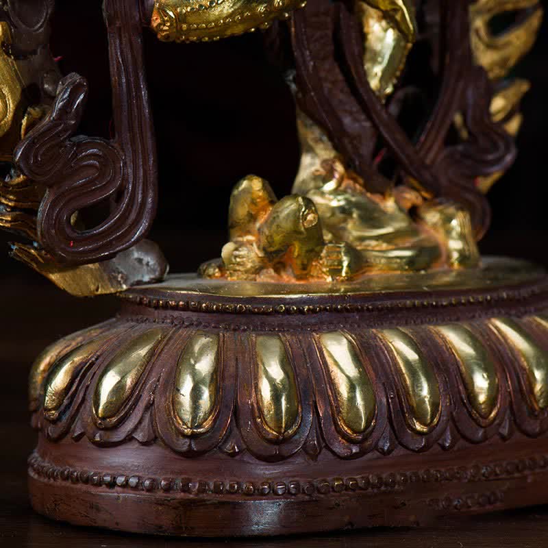 Kurukulla Buddha Copper Statue – size scale on meditation table, compact devotional altar ornament
