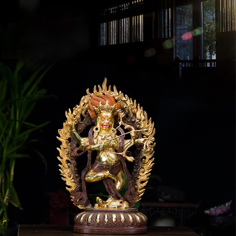 Kurukulla Buddha Copper Statue – close-up serene yet powerful face, love compassion deity craftsmanship