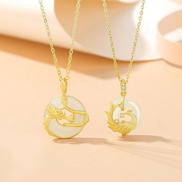 Dragon peace buckle pendant necklace, front view