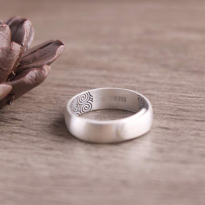 Anillo de Plata de Ley 999 con Loto, Elefante y Seis Verdaderas Palabras | Bendición y Sabiduría