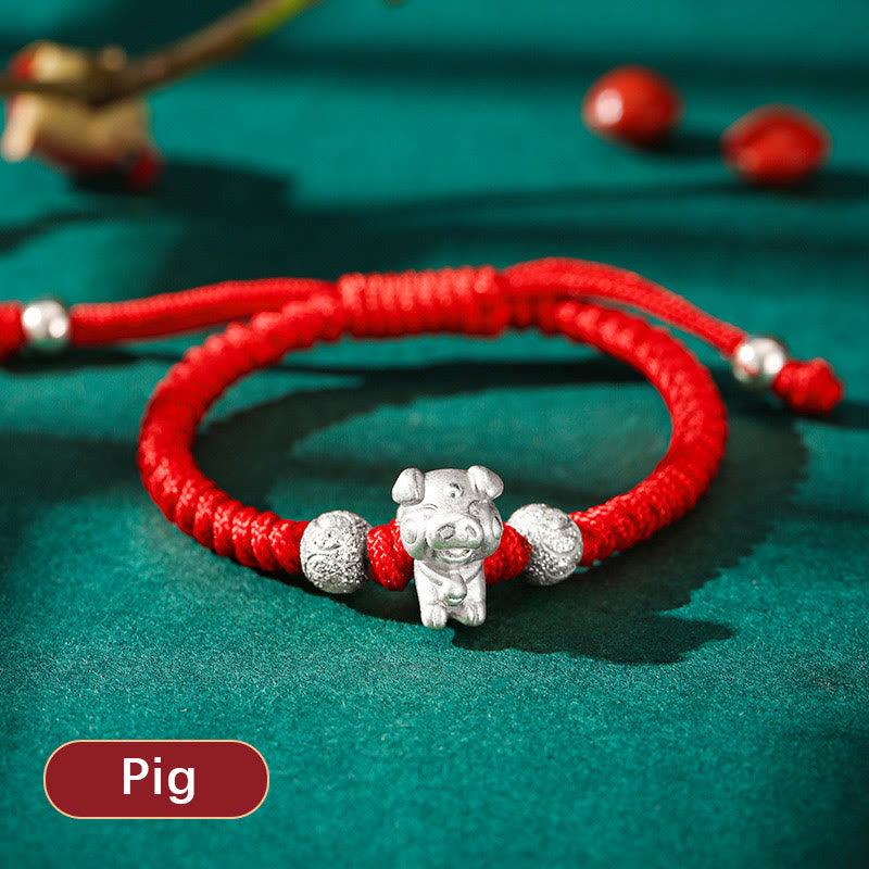 999 Sterling Silver Zodiac Red Rope Kids Bracelet - Multiple zodiac charm bracelets on red cords, zodiac set