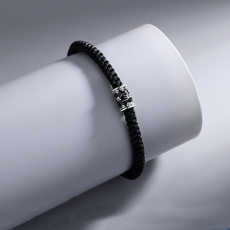 Pulsera de paz trenzada Om Mani Padme Hum de plata de ley 925 Imagen secundaria del producto