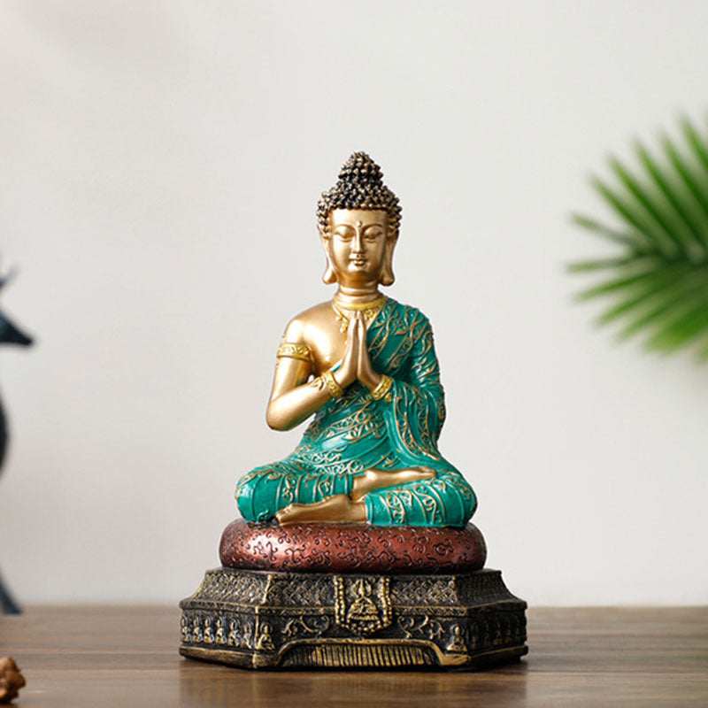 Resin Zen Buddha Statue – smooth polished surface elegant pose, calming home decoration