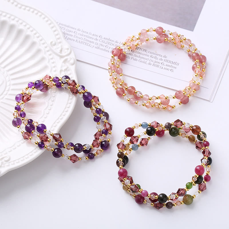 Triple-Strand Gemstone Wrap Bracelet Secondary image