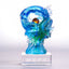 Azure Dragon Liuli Crystal – coiled dragon encircling amber pearl on inscribed base, success decor