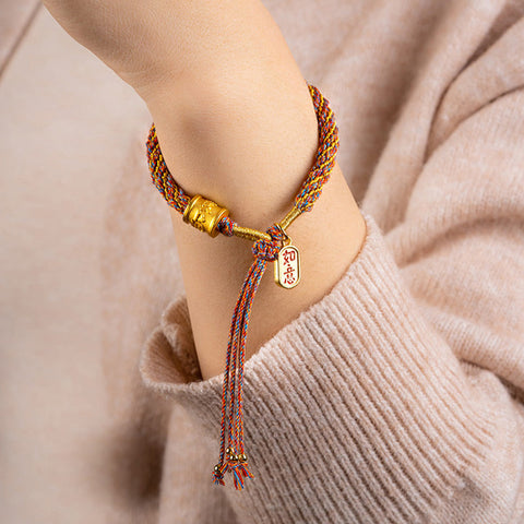 Multicolored Tibetan Om Mani Padme Hum Ruyi Braided Bracelet Secondary image