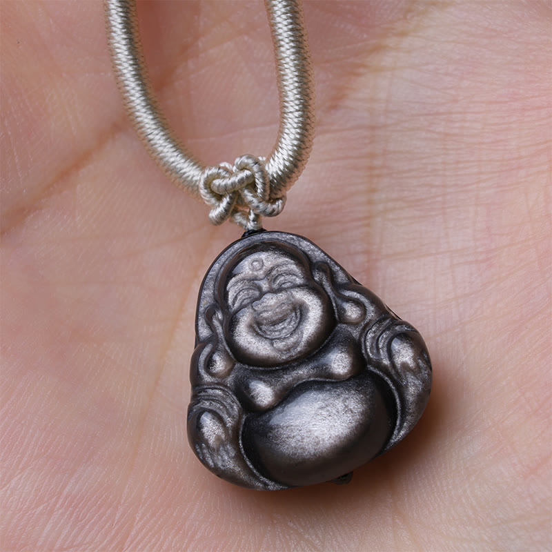 Cinnabar Laughing Buddha Yin Yang Zodiac Necklace – yin yang symbol with zodiac accents, mindfulness accessory
