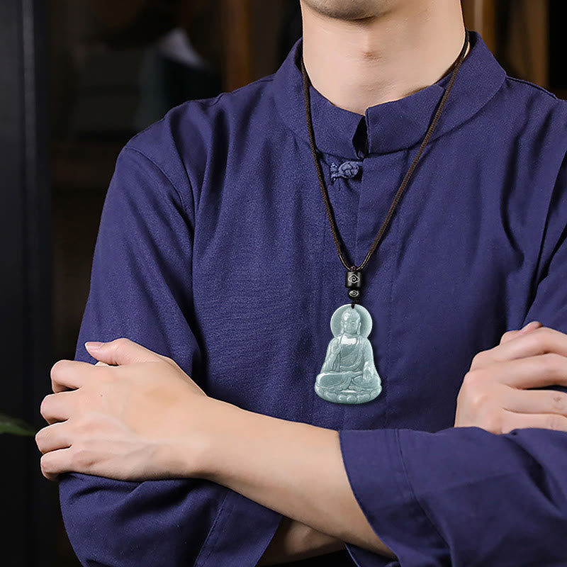 Silver Buddha Pendant – close-up face carving, 999 fine silver