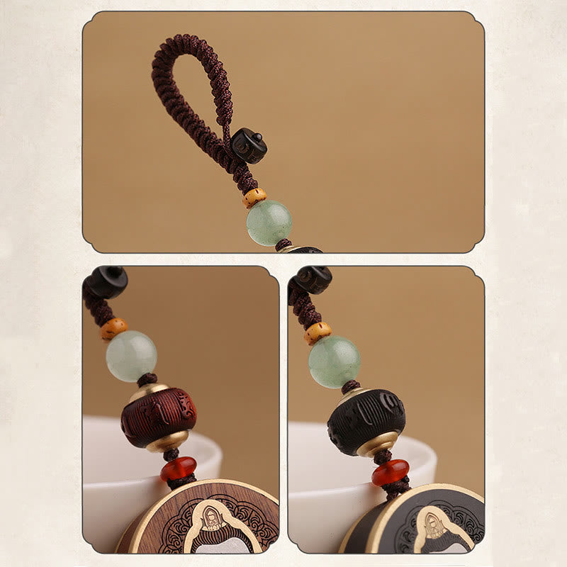Ebony Avalokitesvara Keychain – gift box with blessing card and red ribbon, meaningful holiday present
