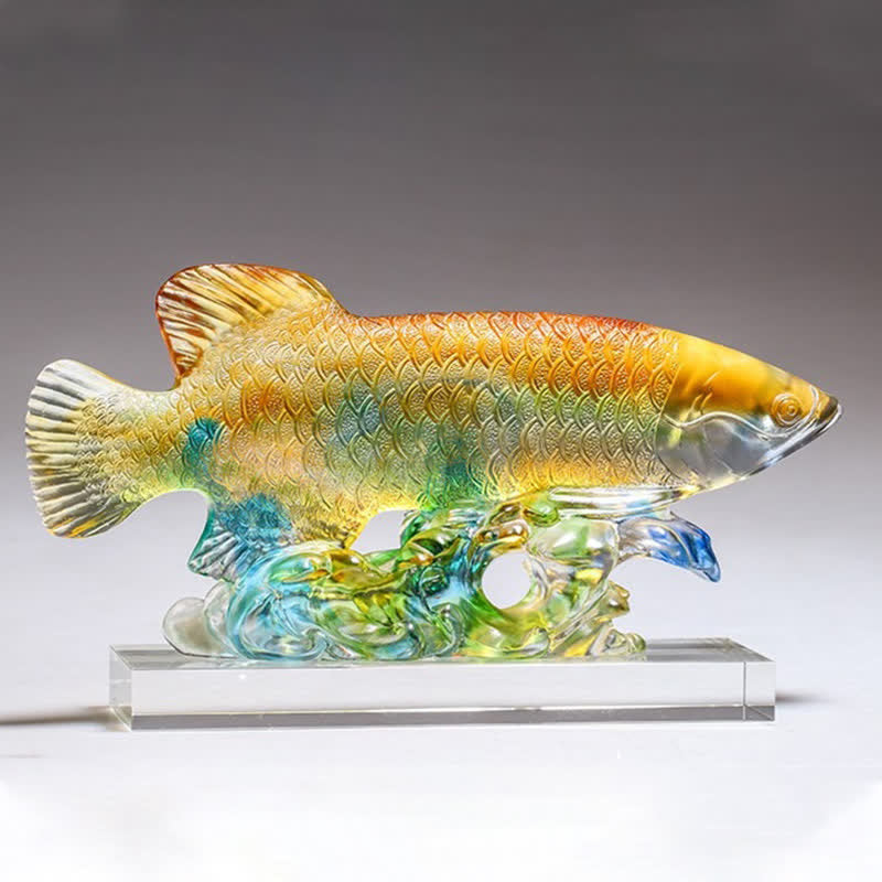 Liuli Crystal Koi Fish Art – Vibrant colors under sunlight, colored glass koi fish