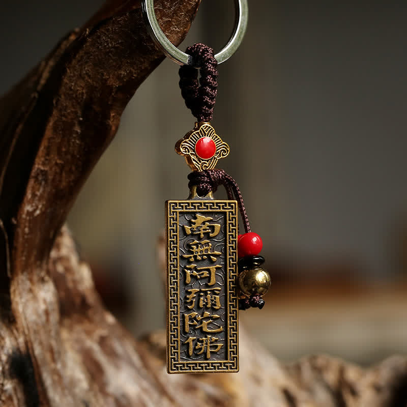 Namo Amitabha Peace Blessing Keychain – Portable peace blessing keychain featuring Buddha name, Buddhist accessory