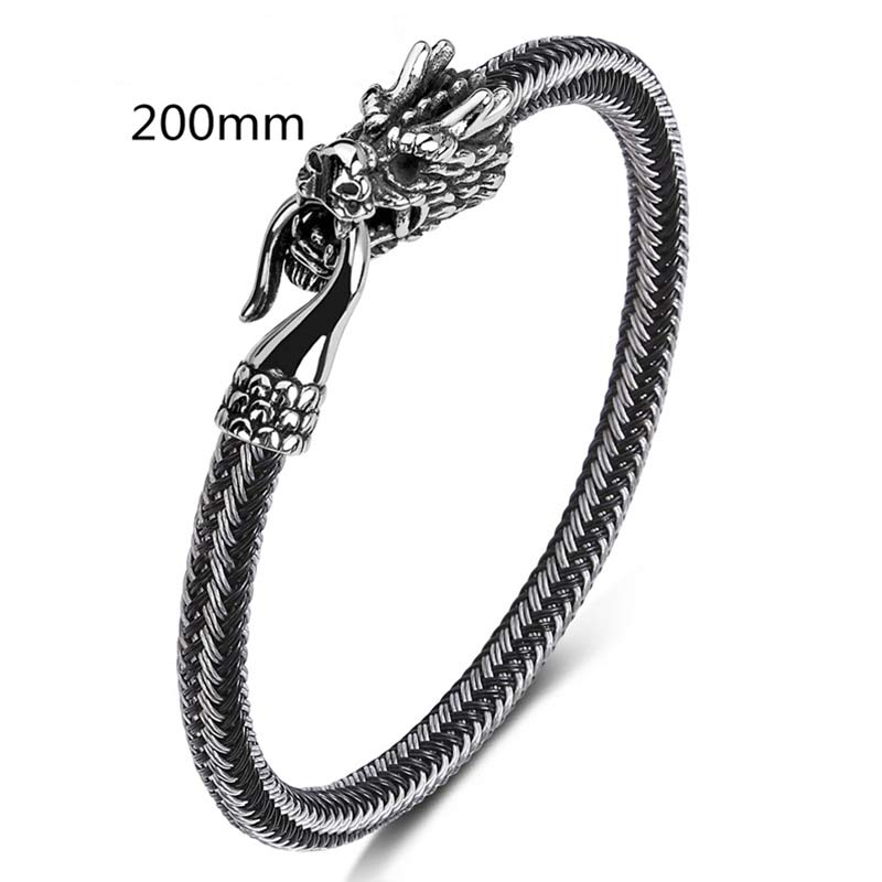 Dragon Protection Bracelet - Silver cable dragon clasp bracelet, 200mm, Stylish