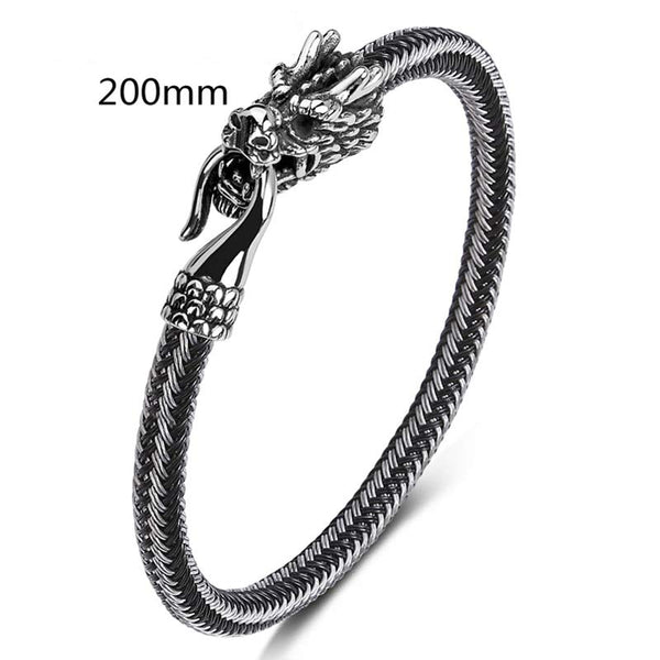 Dragon Protection Bracelet - Silver cable dragon clasp bracelet, 200mm, Stylish