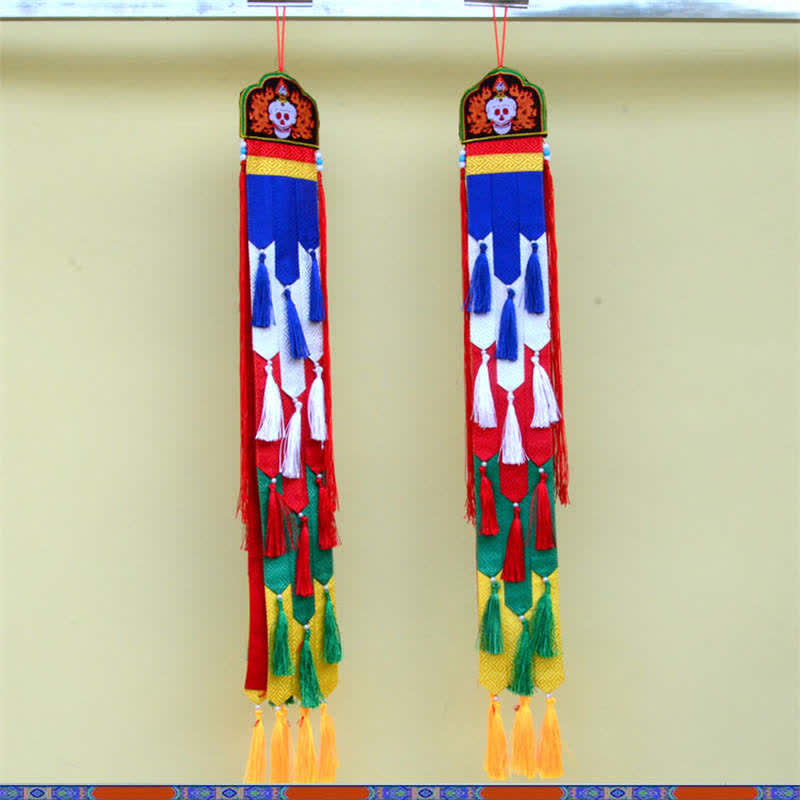 Lotus Auspicious Wall Art – Pair of ceremonial darchor prayer banners, Temple ornament
