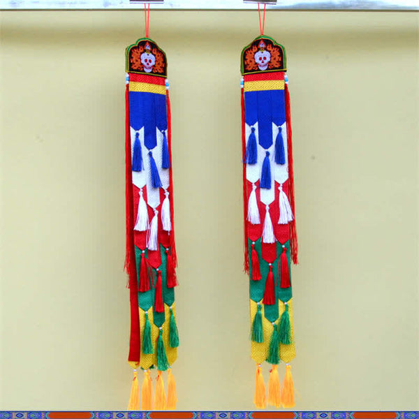 Lotus Auspicious Wall Art – Pair of ceremonial darchor prayer banners, Temple ornament