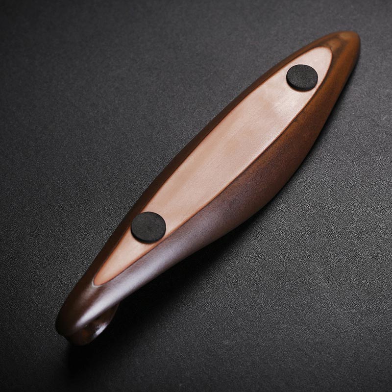 Ceramic Incense Burner – Two-tone brown leaf holder with cork mounting pads, Artisan