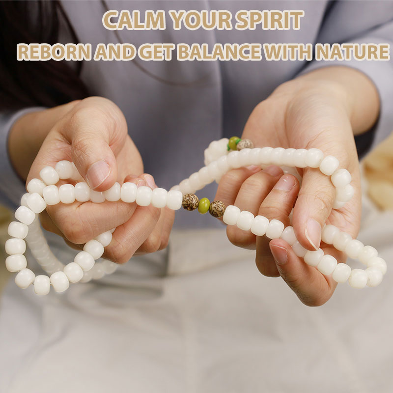 Bodhi Seed Lotus Mala - held gently in hands, calm your spirit, balance with nature, mindful