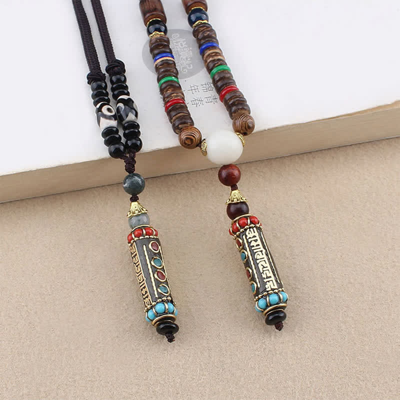 Wenge Wood Dzi Bead Om Mani Padme Hum Necklace Zweitbild