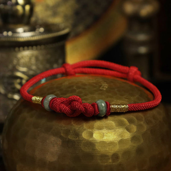 Red String Jade Fortune Knot Braided Couple Bracelet, image 6, healing bracelet