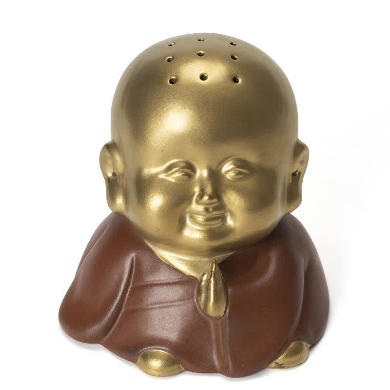 Little Healing Buddha Burner – compact ceramic figure, laughing buddha aroma therapy decor