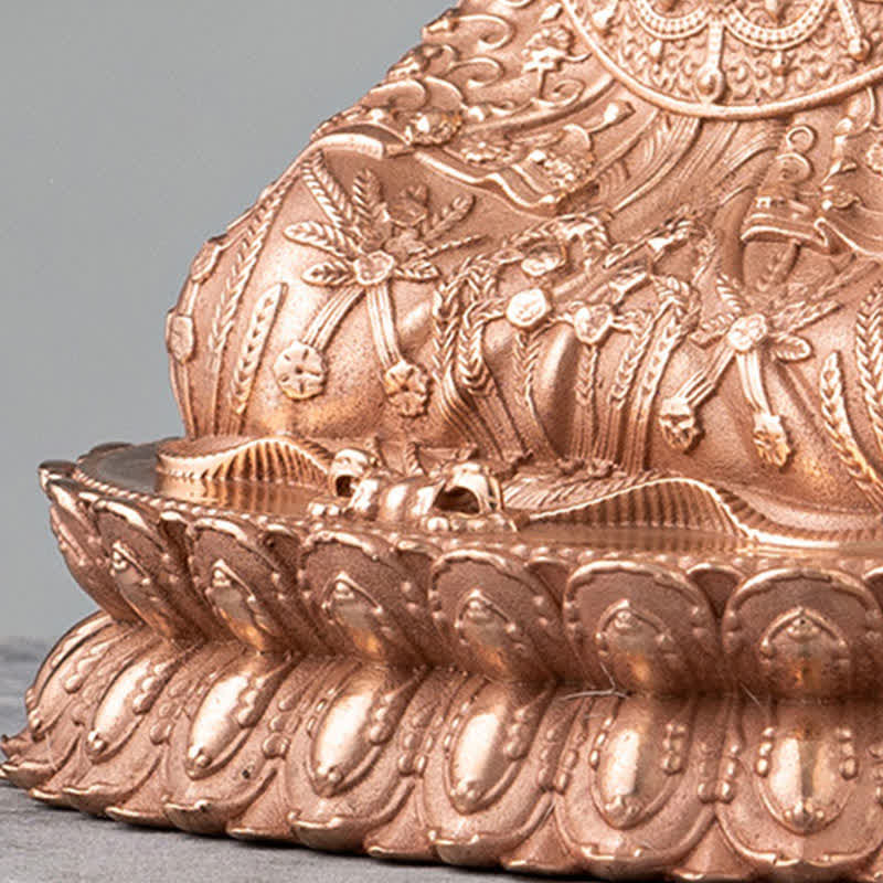 Shakyamuni Compassion Copper Statue – with singing bowl and mala beads, Buddhist practice setup