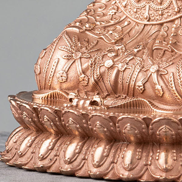 Shakyamuni Compassion Copper Statue – with singing bowl and mala beads, Buddhist practice setup