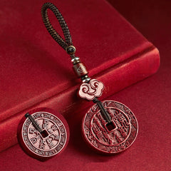 Chinese Amulets & Talismans Keychain: Cinnabar Piyao Coin & More