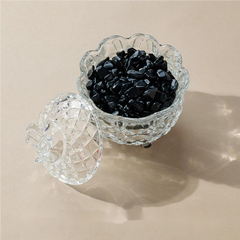 Crystal Energy Purification Demagnetization Bowl – White Bowl / Obsidian, image 2