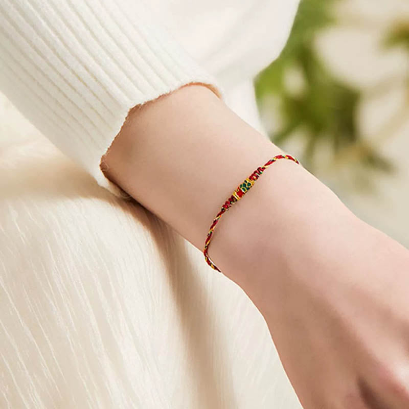 Koi Fish Wealth Bracelet – Adjustable sliding knot of red braided rope, Chinese lucky jewelry