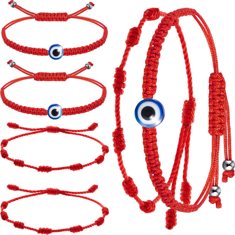 4Pcs Evil Eye Red String – Multi-view red string bracelets with nazar charms and macrame knots