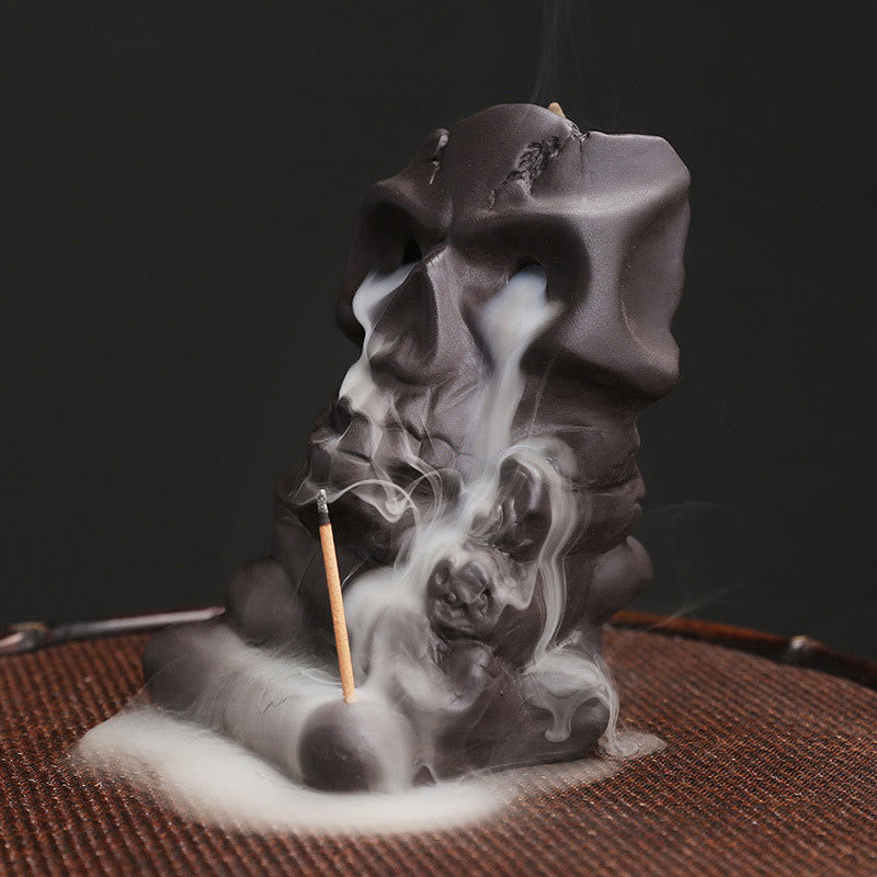 Skull Head Purple Clay Incense Burner