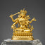 Four-Armed Manjusri Bodhisattva Gold Copper Statue Home Decor – front view lion throne, wisdom deity art