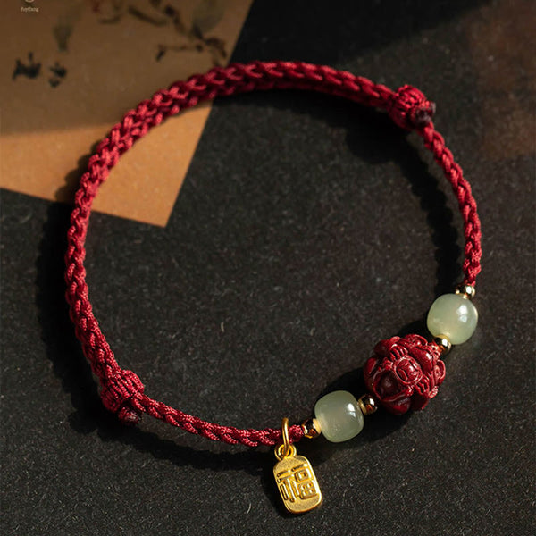 Cinnabar Hetian Jade Chinese Zodiac Bracelet, image 16, healing bracelet