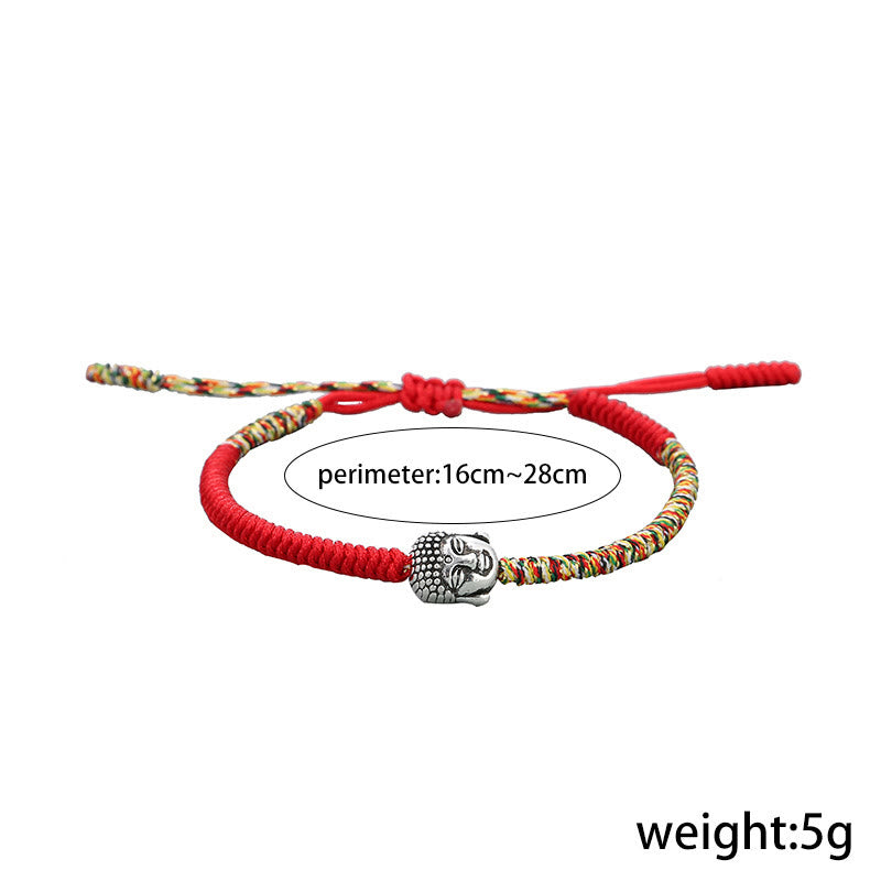 Handmade King Kong Knot Buddha Bracelet – Hand tied traditional Buddhist knot bracelet with smooth stone Buddha, mindful