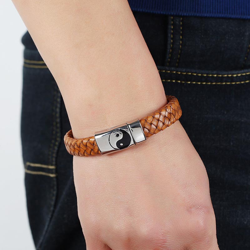 Feng Shui Yin Yang Titanium Steel Bracelet Secondary image