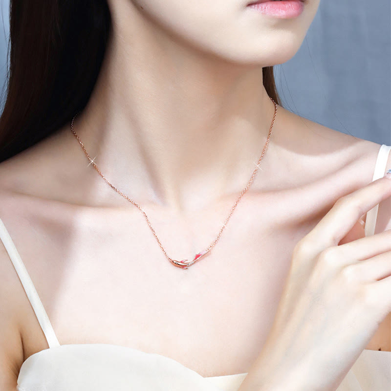 925 Sterling Silver Koi Fish Zircon Luck Prosperity Necklace – gift box packaging, present