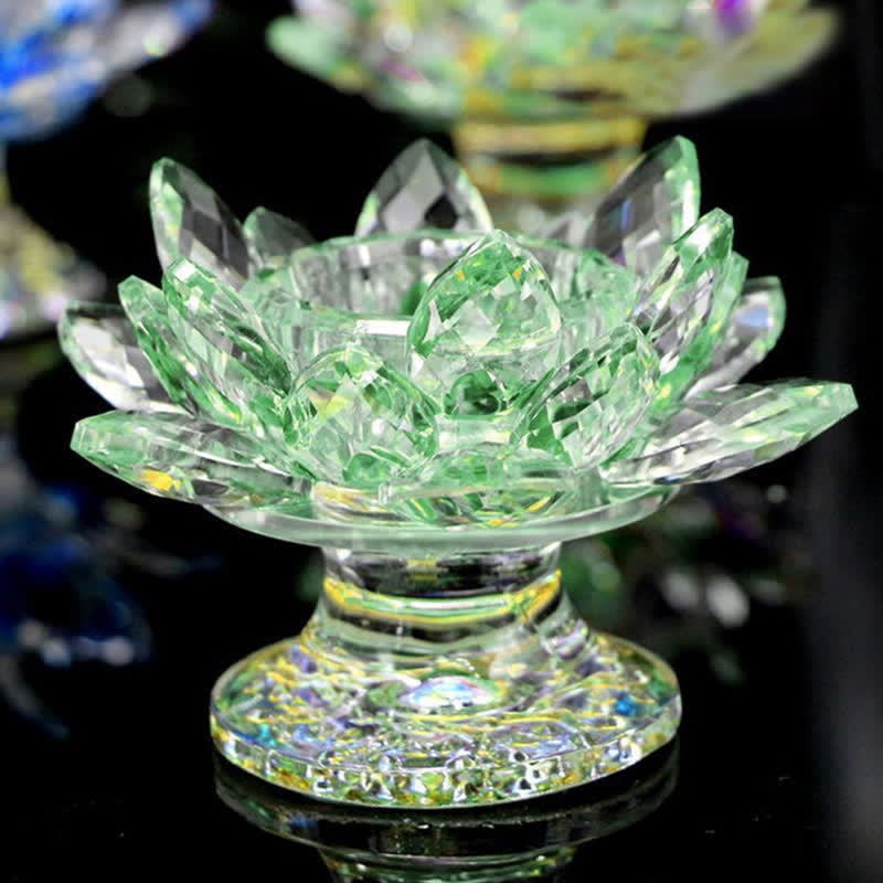 Lotus Flower Crystal Candle Holder - purple crystal lotus, iridescent meditation decor