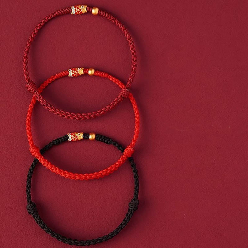 925 Silver Koi Fish Braided Rope Bracelet, image 9, healing bracelet
