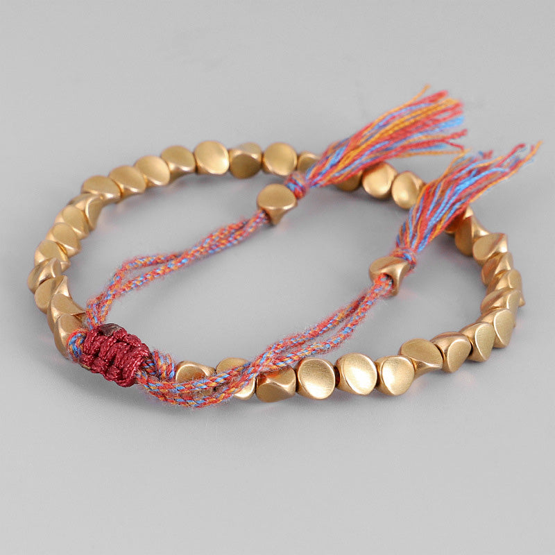 Tibetan Copper Beads Healing Rope Bracelet – Green rope, image 4, healing bracelet