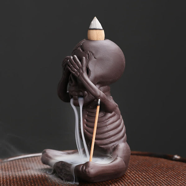 Skull Ghost Purple Clay Backflow Incense Burner