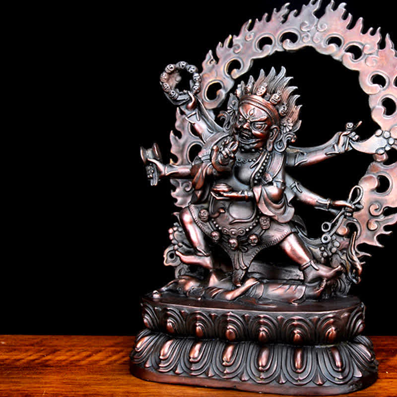Bodhisattva Mahakala Copper – powerful stance intricate engravings, dharma practice room