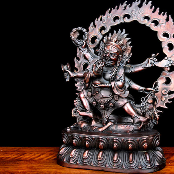 Bodhisattva Mahakala Copper – powerful stance intricate engravings, dharma practice room