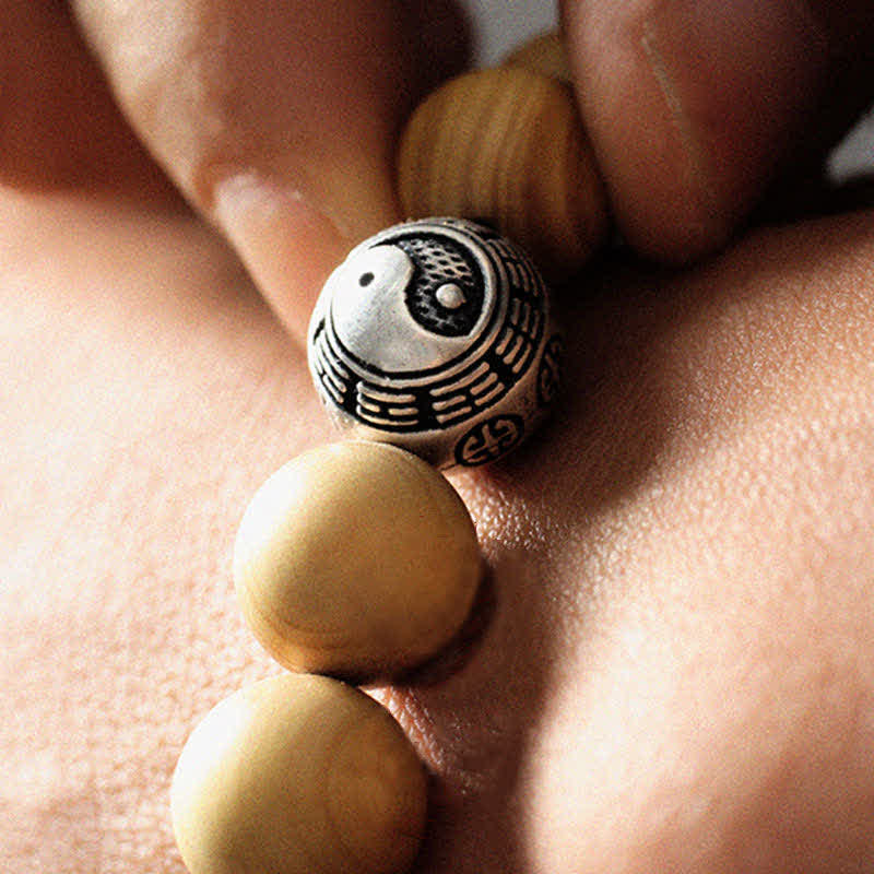 Pulsera de Cinabrio y Madera de Durazno Yin Yang | Suerte y Protección