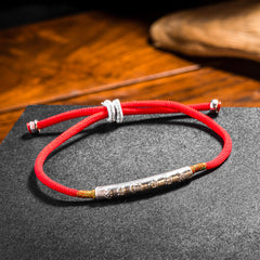 Tibetan Red String Bracelet With Om Mani Padme Hum