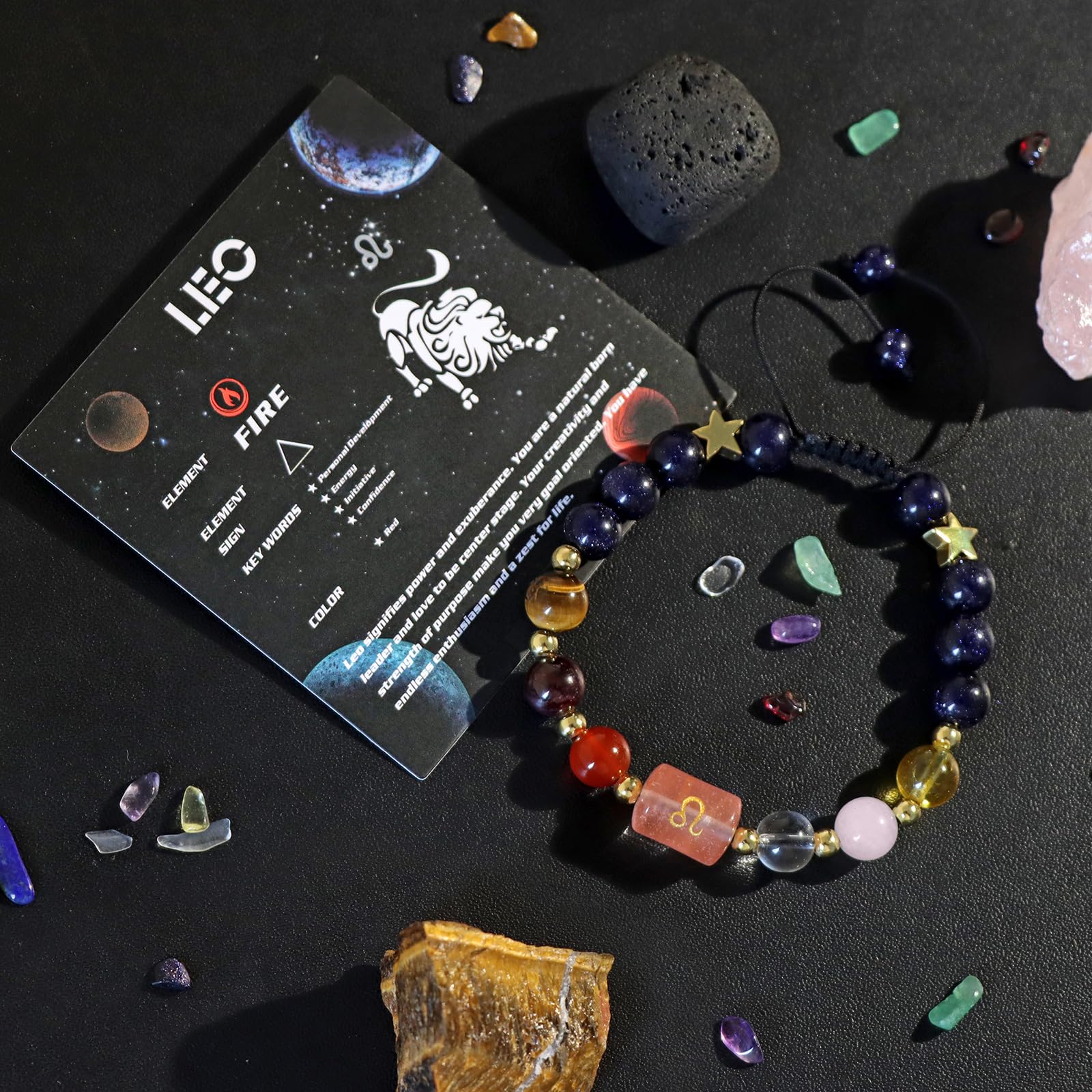 Pulsera de cristal del Zodíaco de las 12 constelaciones, personalizada y versátil Imagen secundaria del producto