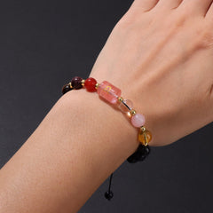 Zodiac Crystal Bracelet – wrist close-up showing adjustable cord and colorful healing beads