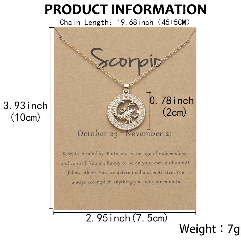 Zodiac constellation pendant necklace, close-up