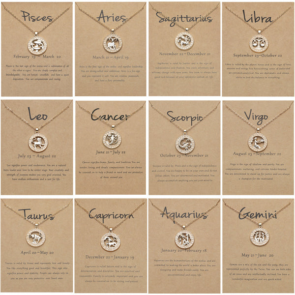 Zodiac constellation pendant necklace, detail view