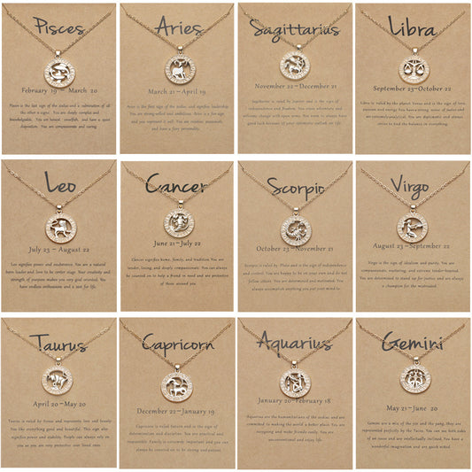 Zodiac constellation pendant necklace, detail view